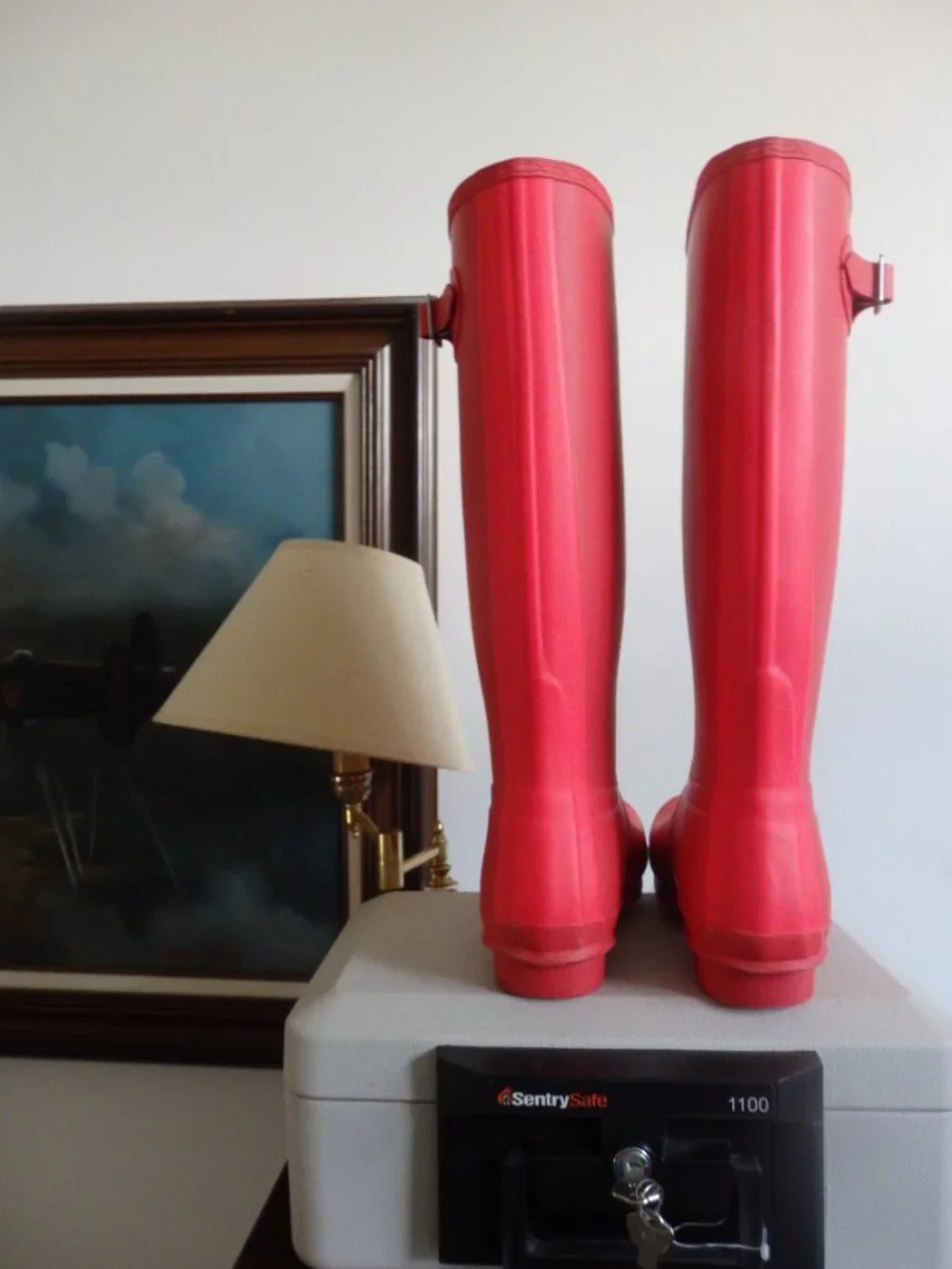 red orange Tall Hunter boots wellies rain rubber boots 10 GUC